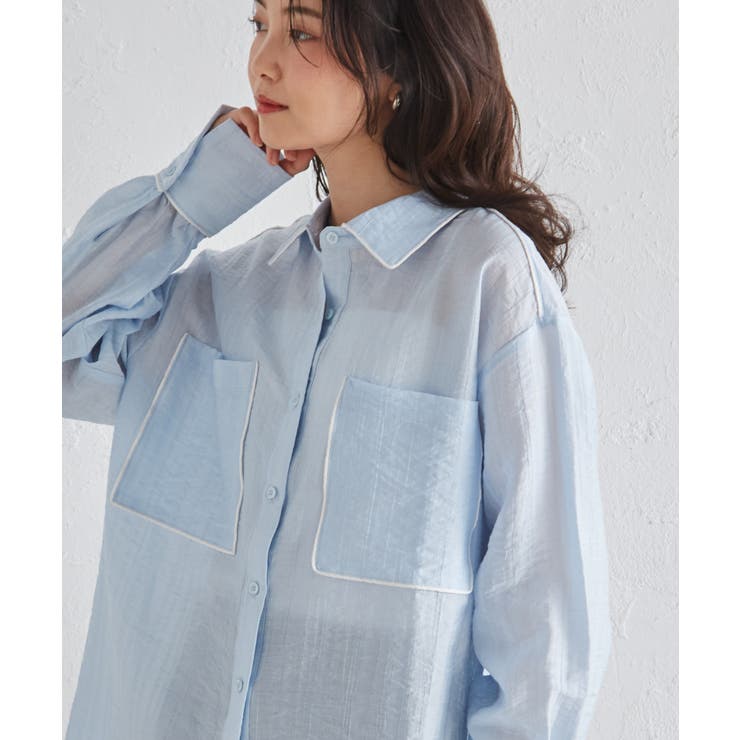 配色パイピングシアーシャツ | RANAN | 詳細画像23 