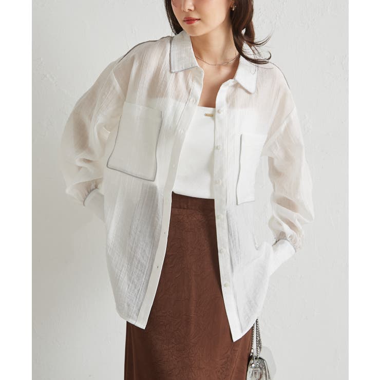 配色パイピングシアーシャツ | RANAN | 詳細画像3 