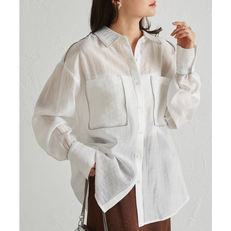 配色パイピングシアーシャツ | RANAN | 詳細画像6 