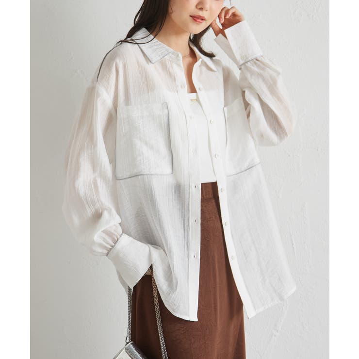 配色パイピングシアーシャツ | RANAN | 詳細画像7 