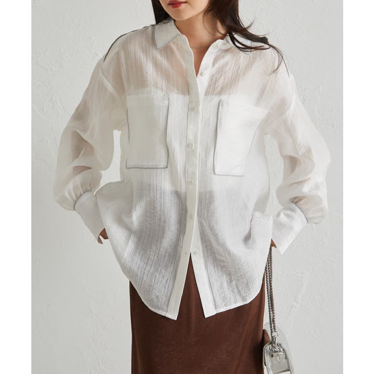 配色パイピングシアーシャツ | RANAN | 詳細画像8 