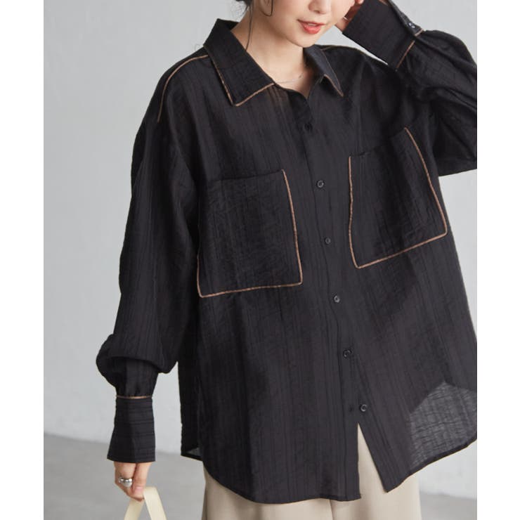 ブラックケイ | 配色パイピングシアーシャツ | RANAN