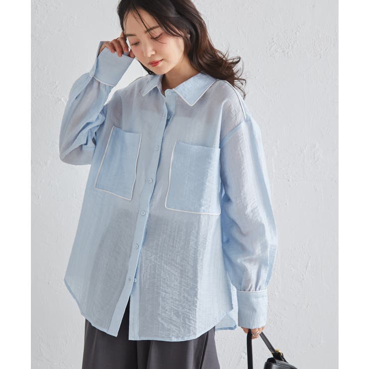 ブルーケイ | 配色パイピングシアーシャツ | RANAN