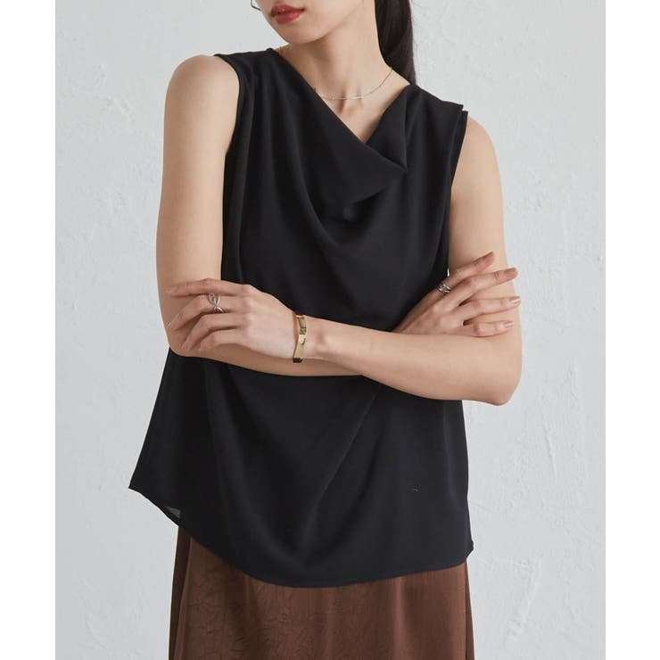 ブラック | ノースリドレープブラウス | RANAN