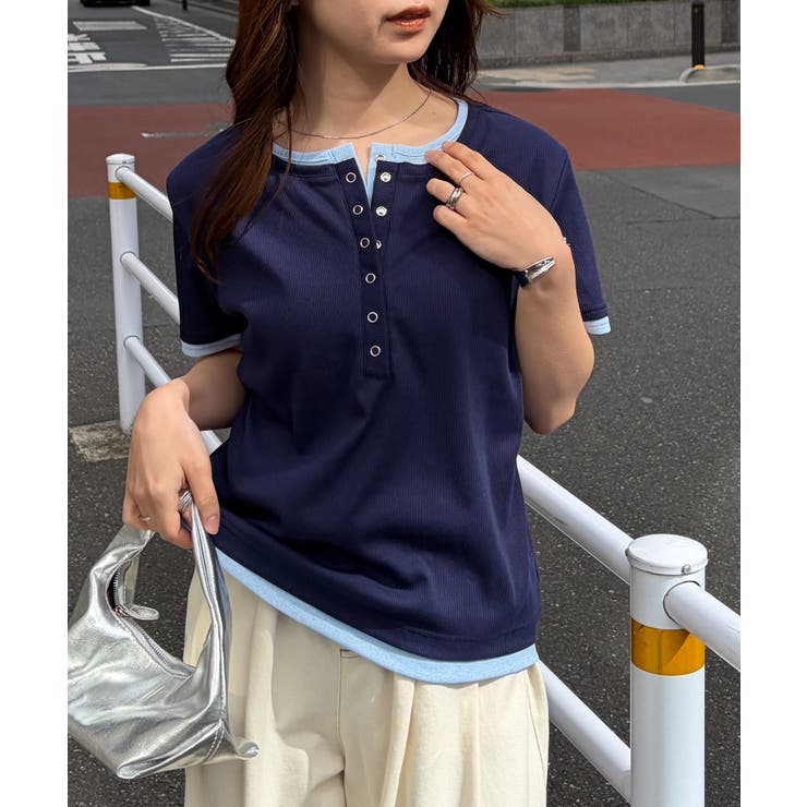 レイヤードヘンリーネックTシャツ | RANAN | 詳細画像6 