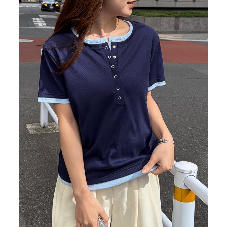 レイヤードヘンリーネックTシャツ | RANAN | 詳細画像7 