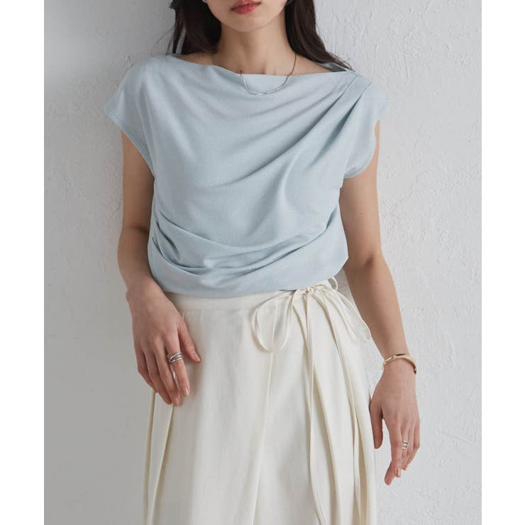 ブルー | タックドレープフレンチスリーブTシャツ | RANAN