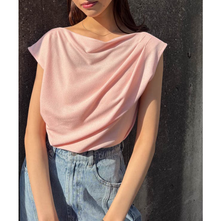 ピンク | タックドレープフレンチスリーブTシャツ | RANAN