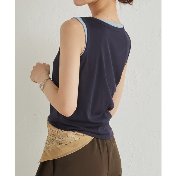 カップ付きレイヤードヘンリーネックタンクトップ | RANAN | 詳細画像19 