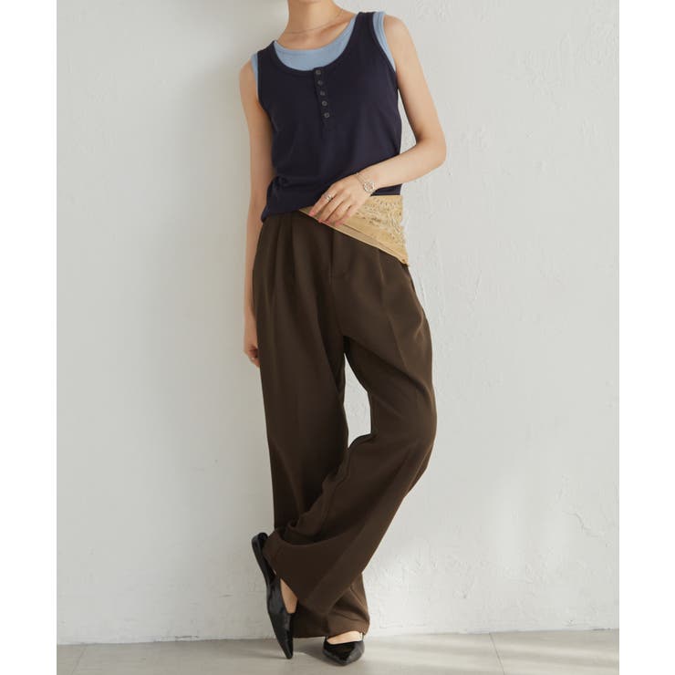 カップ付きレイヤードヘンリーネックタンクトップ | RANAN | 詳細画像21 