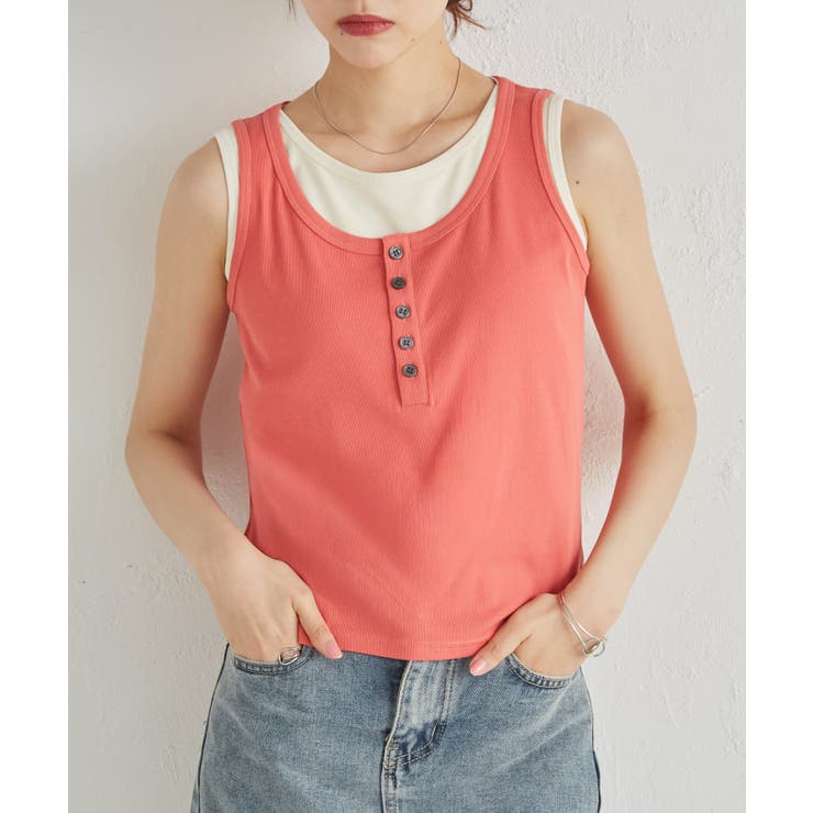 カップ付きレイヤードヘンリーネックタンクトップ | RANAN | 詳細画像26 