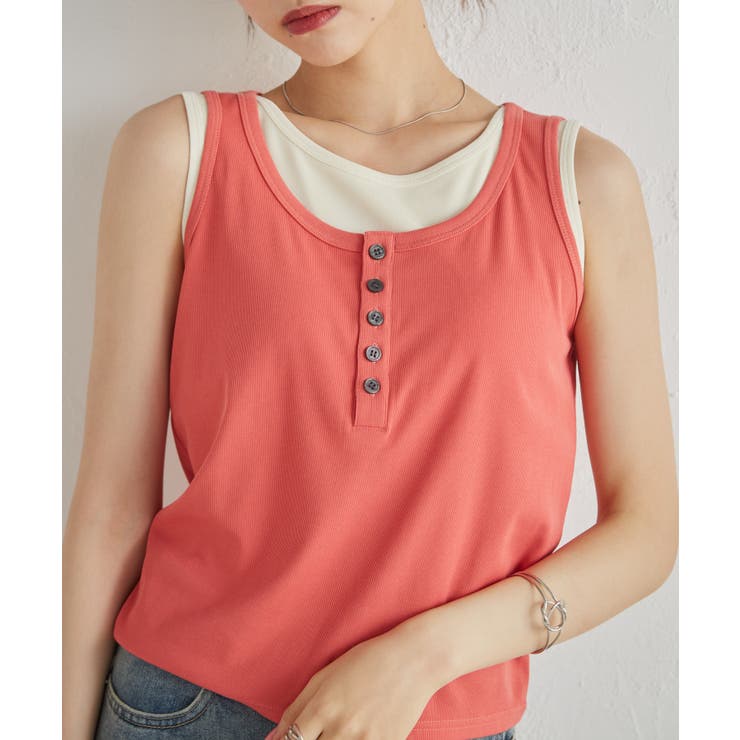 カップ付きレイヤードヘンリーネックタンクトップ | RANAN | 詳細画像27 