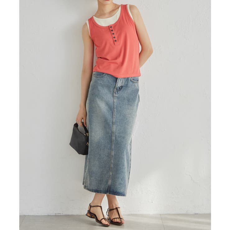 カップ付きレイヤードヘンリーネックタンクトップ | RANAN | 詳細画像28 