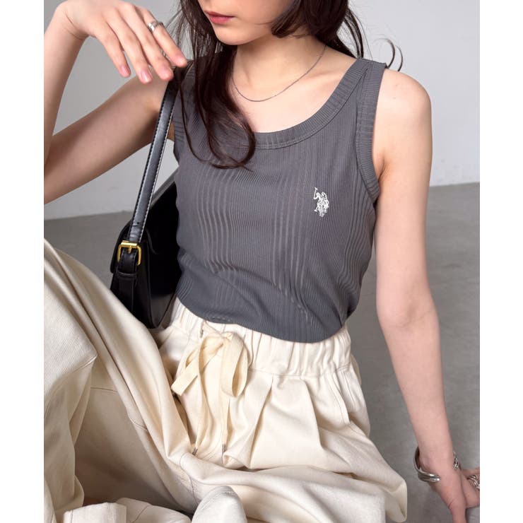 チャコール | ＜U.S.POLO ASSN.＞カップ付きリブタンクトップ | RANAN