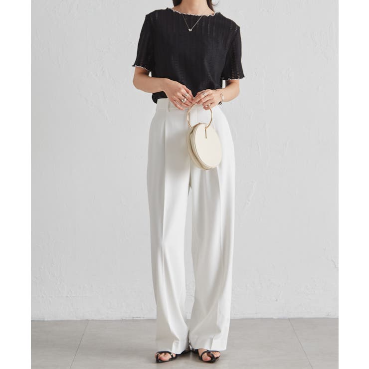 透かし柄メロー配色Tシャツ | RANAN | 詳細画像16 