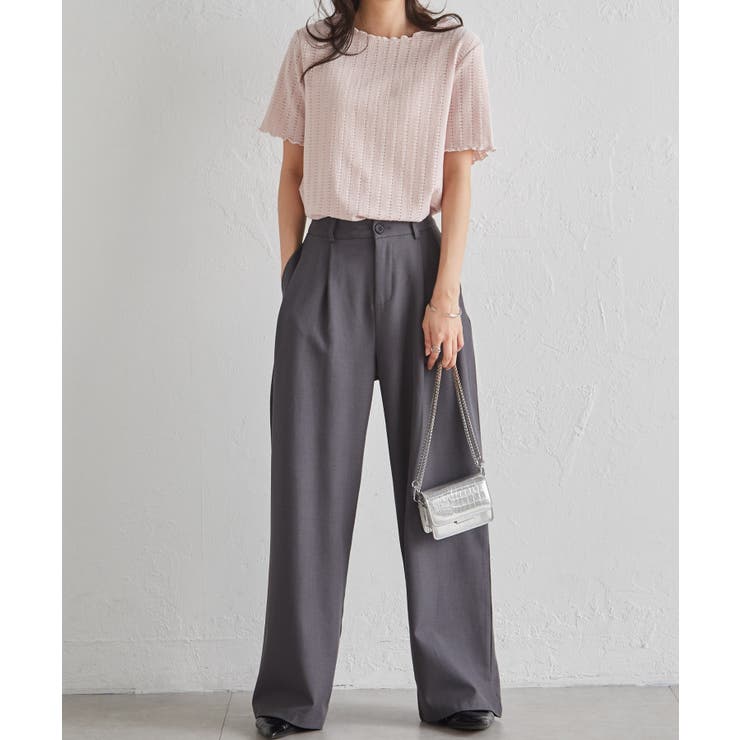 透かし柄メロー配色Tシャツ | RANAN | 詳細画像22 