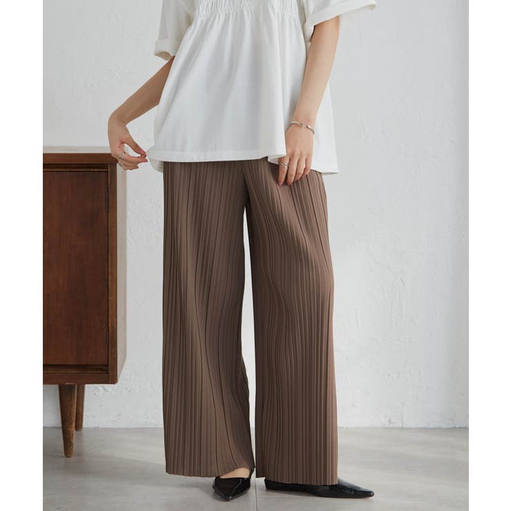 ベージュ | セミワイドプリーツイージーパンツ | RANAN