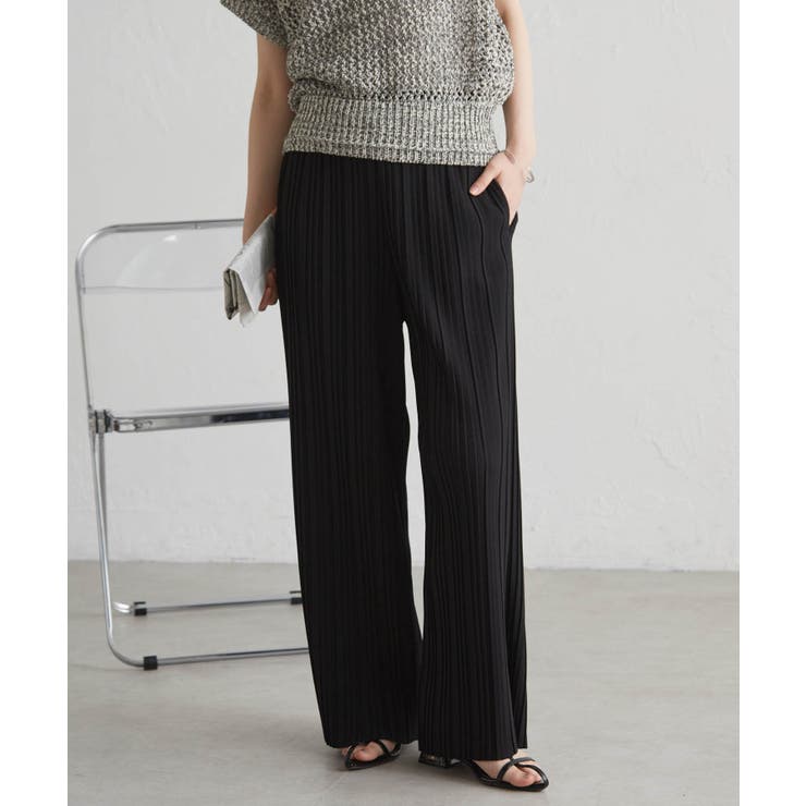 ブラック | セミワイドプリーツイージーパンツ | RANAN