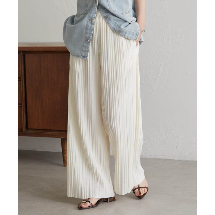 ホワイト | セミワイドプリーツイージーパンツ | RANAN