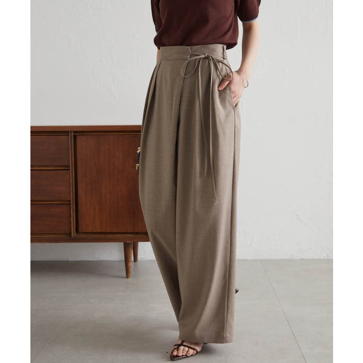 麻調2タックラップリボンパンツ | RANAN | 詳細画像2 