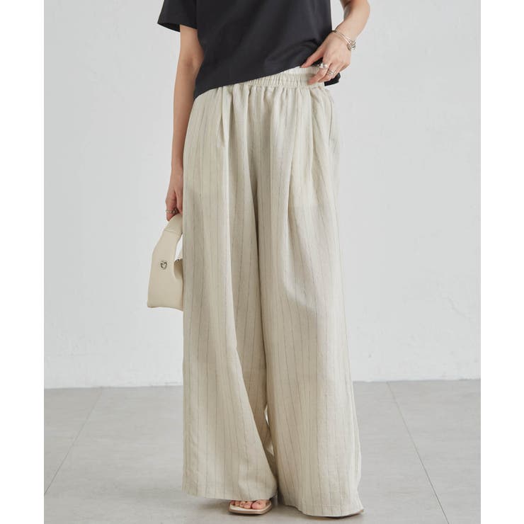 キナリストライプ | ダブルウエストシアーイージーパンツ | RANAN