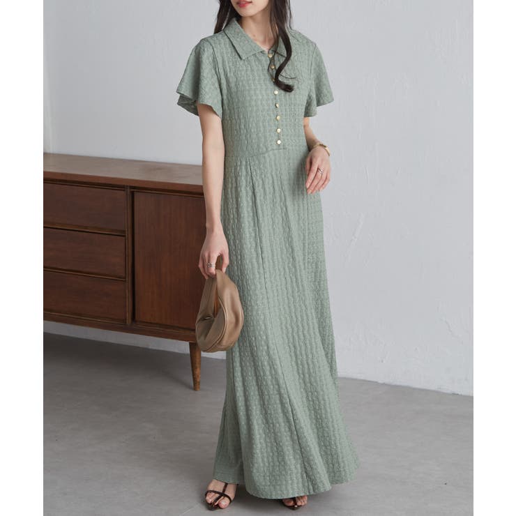 グリーン | フレアスリーブマーメードポロワンピース | RANAN