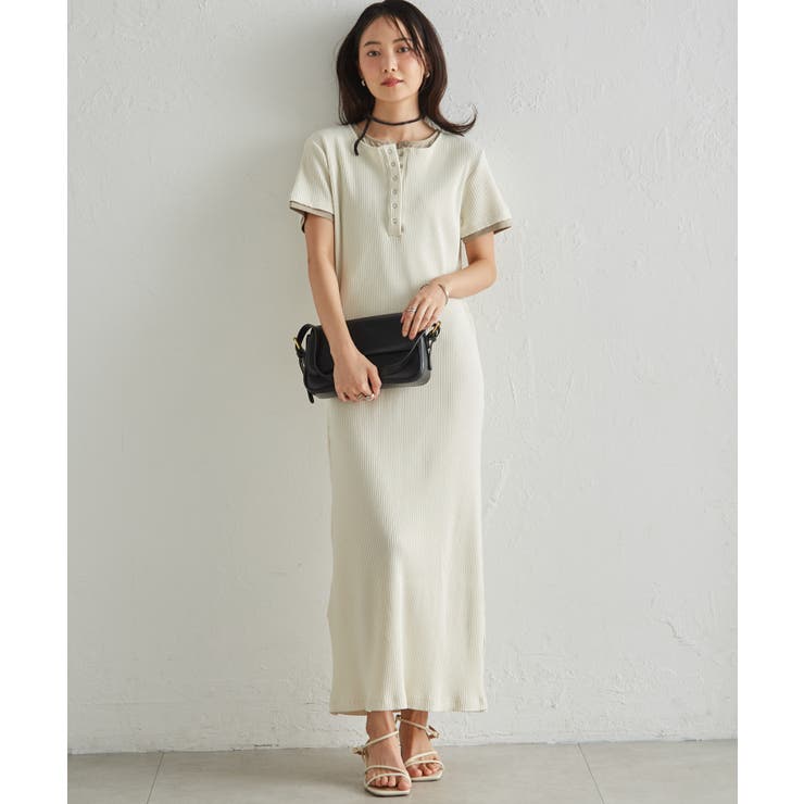 アイボリーケイ | レイヤードヘンリーネックリブワンピース | RANAN