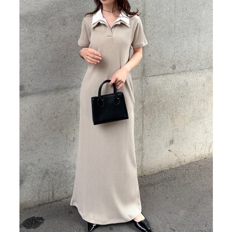 ベージュケイ | ダブルカラーリブワンピース | RANAN