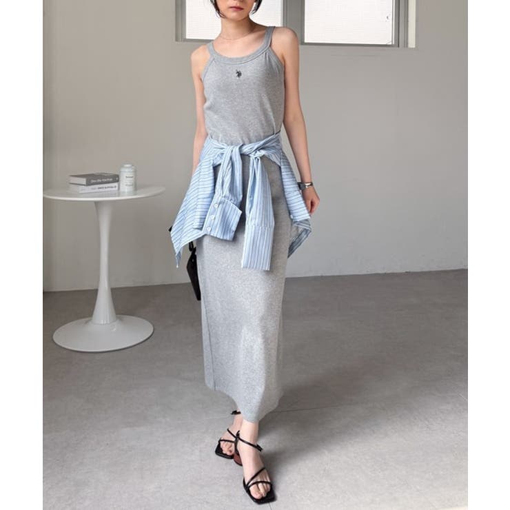 グレー | ＜U.S.POLO ASSN.＞カップ付アメスリリブワンピース | RANAN