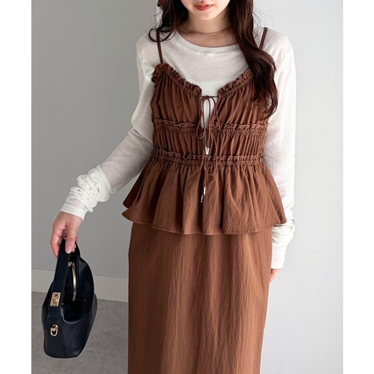 リボンギャザーペプラムナローワンピース | RANAN | 詳細画像28 