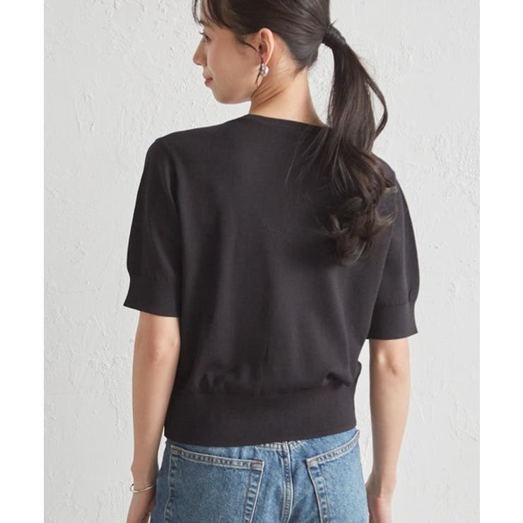 ゴールド調ボタン5分袖ニットカーディガン | RANAN | 詳細画像13 