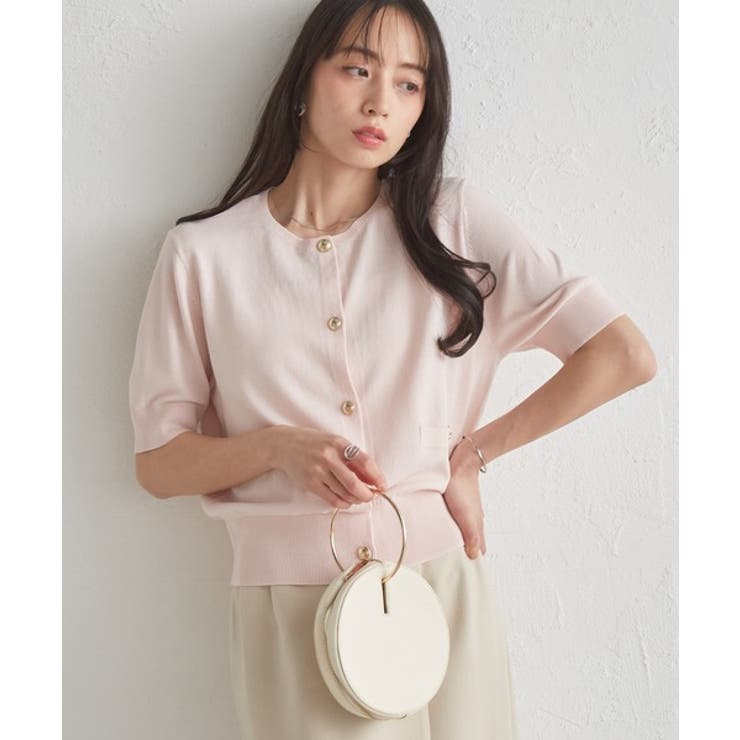 ゴールド調ボタン5分袖ニットカーディガン | RANAN | 詳細画像28 