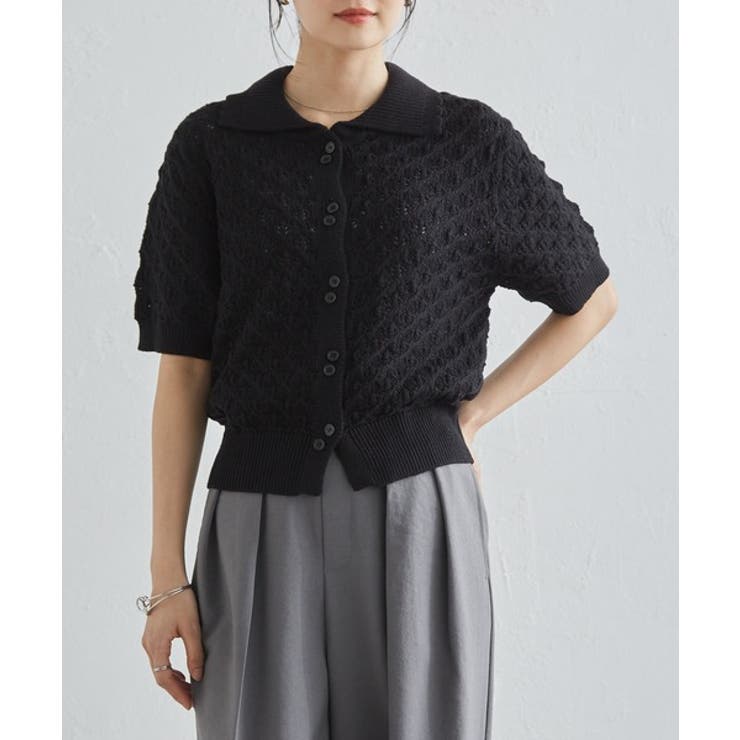 透かし柄サマーニットポロカーディガン | RANAN | 詳細画像14 