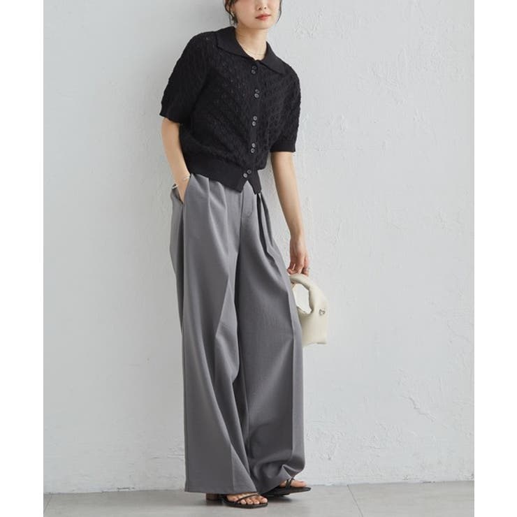 透かし柄サマーニットポロカーディガン | RANAN | 詳細画像16 