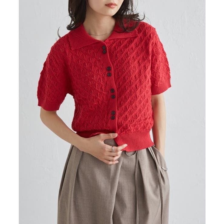 透かし柄サマーニットポロカーディガン | RANAN | 詳細画像18 