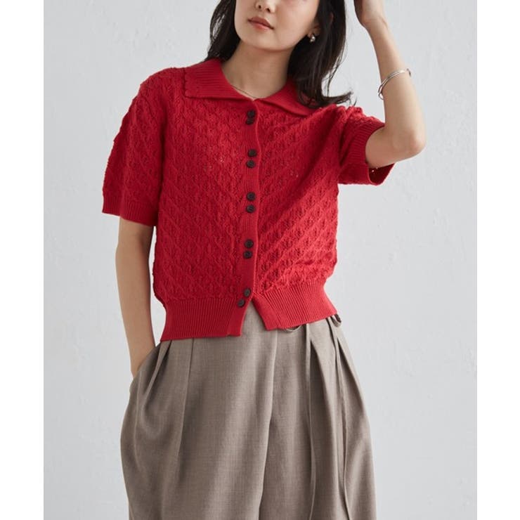 透かし柄サマーニットポロカーディガン | RANAN | 詳細画像20 