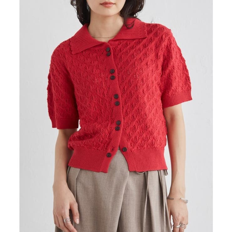 透かし柄サマーニットポロカーディガン | RANAN | 詳細画像22 