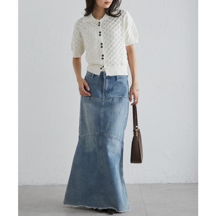 透かし柄サマーニットポロカーディガン | RANAN | 詳細画像9 