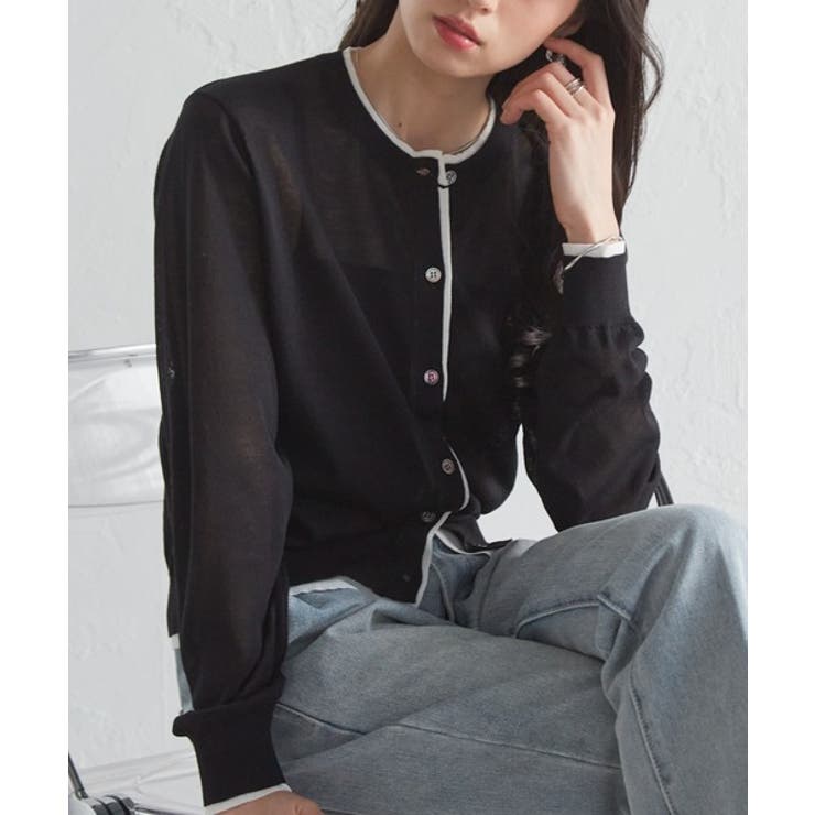 レイヤード風バイカラーシアーカーディガン | RANAN | 詳細画像14 