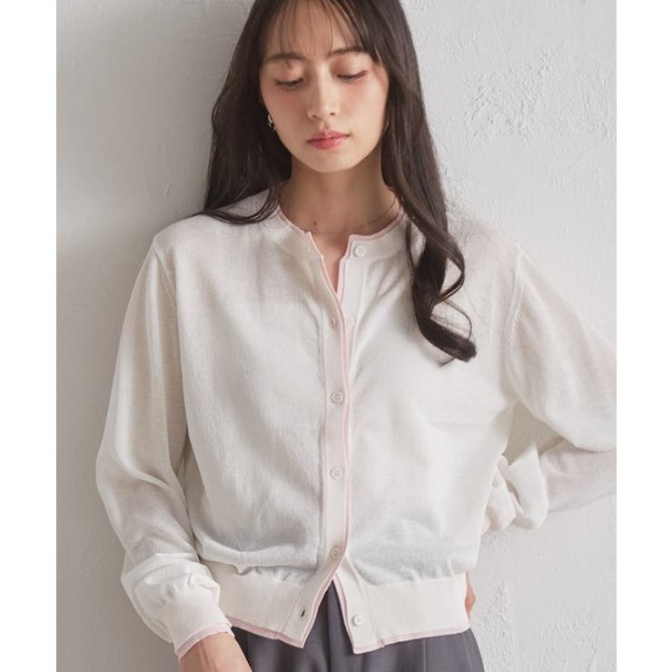 レイヤード風バイカラーシアーカーディガン | RANAN | 詳細画像23 