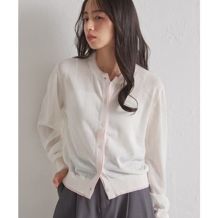 レイヤード風バイカラーシアーカーディガン | RANAN | 詳細画像24 