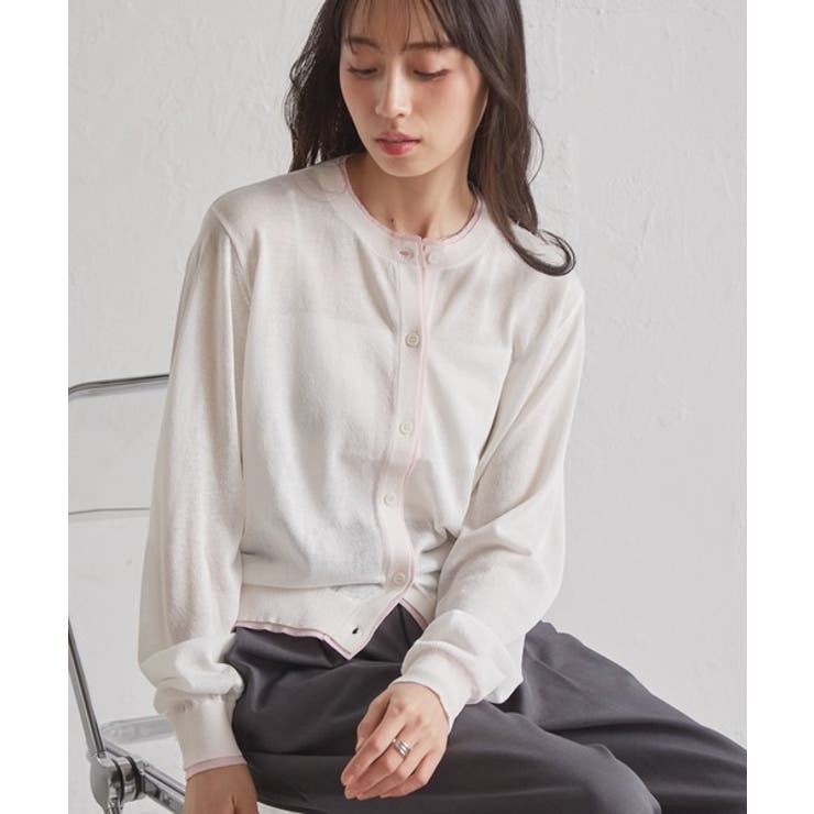 レイヤード風バイカラーシアーカーディガン | RANAN | 詳細画像26 