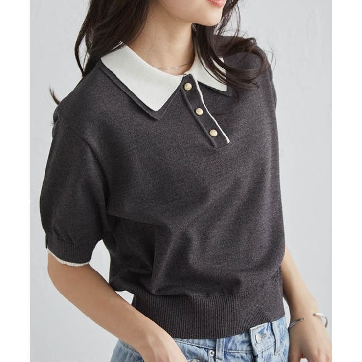 ダブルカラーポロニット | RANAN | 詳細画像1 