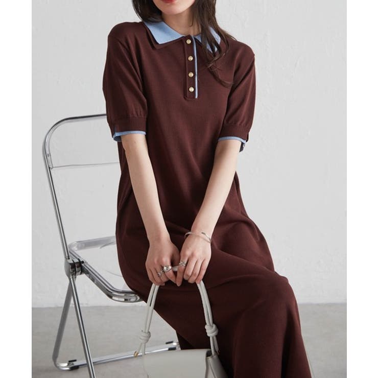 ブラウンケイ | ダブルカラーポロニットワンピース | RANAN
