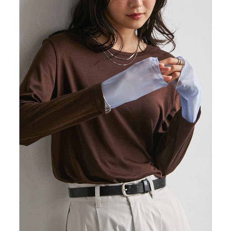 異素材使いレイヤードスリーブロングTシャツ | RANAN | 詳細画像1 