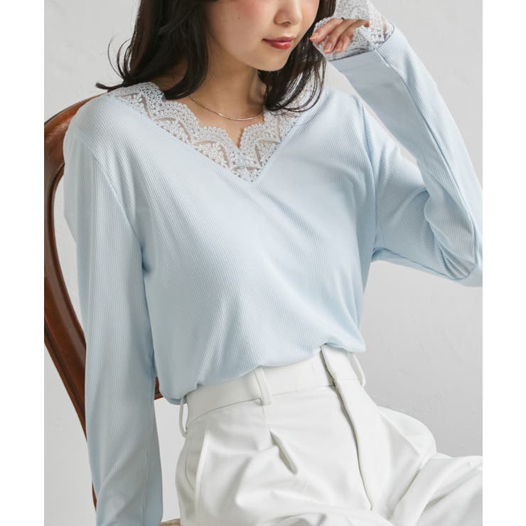 チュールレースVネックリブロングTシャツ | RANAN | 詳細画像24 
