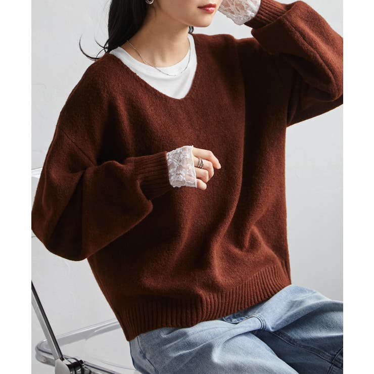 ふんわり柔らか！ヤクライクVネックニット【M～3L展開】 | RANAN | 詳細画像14 