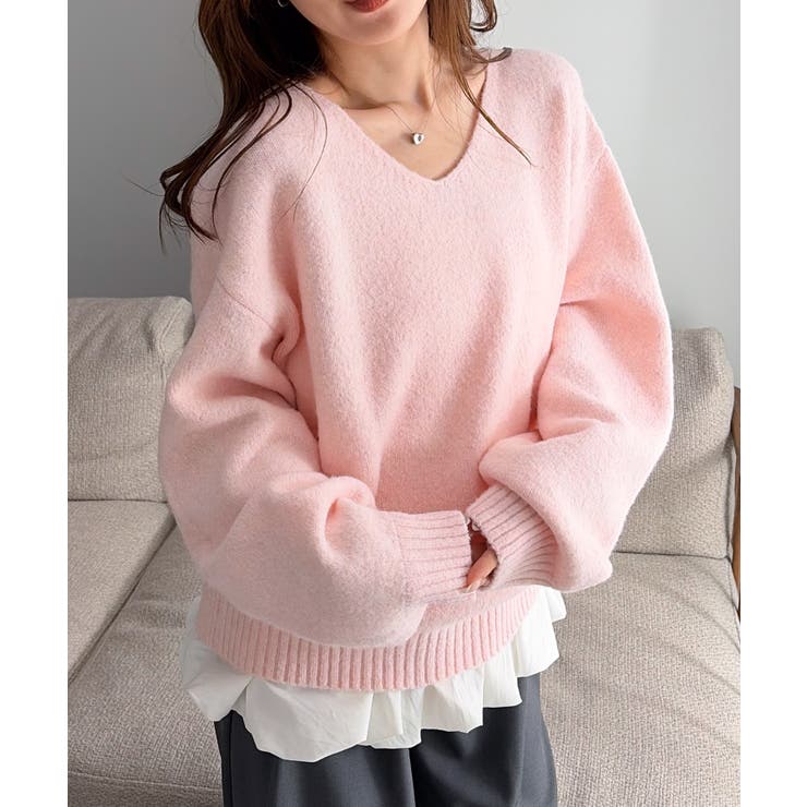 ふんわり柔らか！ヤクライクVネックニット【M～3L展開】 | RANAN | 詳細画像31 