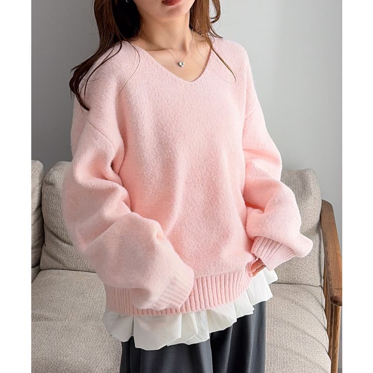 ふんわり柔らか！ヤクライクVネックニット【M～3L展開】 | RANAN | 詳細画像33 