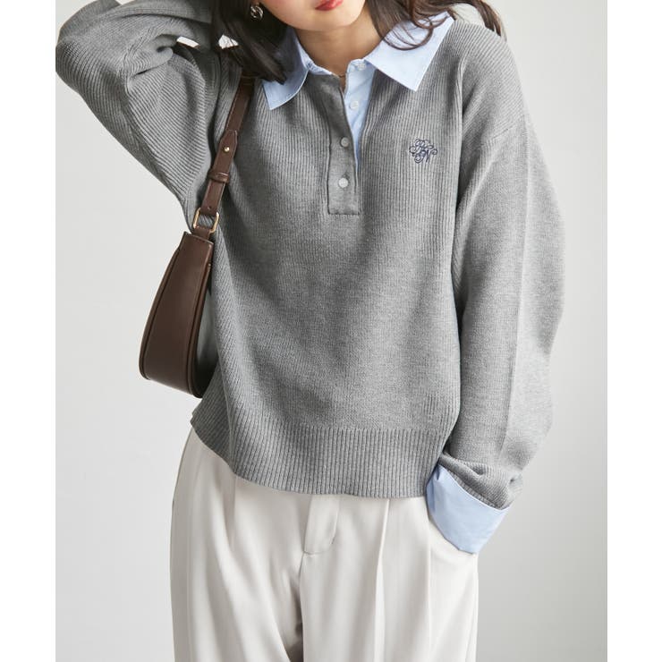 モクグレーケイ | シャツカラードッキングニット | RANAN